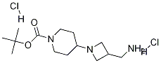 4-(3-(氨基甲基)氮杂环丁烷-1-基)哌啶-1-羧酸二盐酸盐叔丁酯 结构式