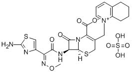 [6R-[6ALPHA,7BETA(Z)]]-1-[[7-[[(2-氨基-4-噻唑基)(甲氧基亚胺)乙酰基]氨基]-2-羧基-8-氧代-5-硫杂-1-氮杂双环[4.2.0]辛-2-烯-3-基]甲基]-5,6,7,8-四氢喹啉 结构式