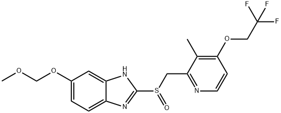 2-[[[3-Methyl-4-(2,2,2-trifluoroethoxy)-2-pyridyl]methyl]sulfinyl]-5-methoxy-O- methyl-1H-benzimidazole 结构式