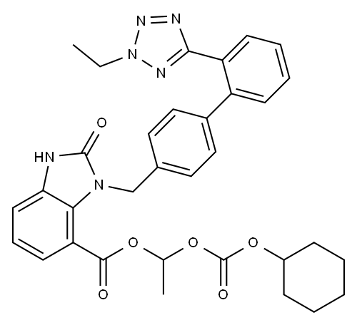 2-去乙氧基-2-羟基-2H-2-乙基坎地沙坦西来替昔酯 结构式