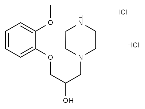α-[(2-Methoxyphenoxy)Methyl]-1-piperazineethanol Dihydrochloride 结构式