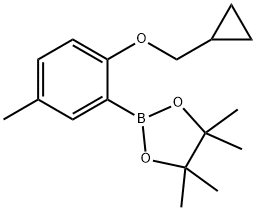 2-(2-(环丙基甲氧基)-5-甲基苯基)-4,4,5,5-四甲基-1,3,2-二氧硼烷 结构式