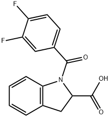 1-(3,4-DIFLUOROBENZOYL)-2,3-DIHYDRO-1H-INDOLE-2-CARBOXYLIC ACID 结构式