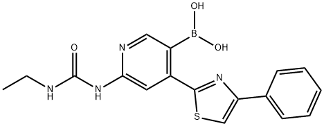 6-(3-ethylureido)-4-(4-phenylthiazol-2-yl)pyridin-3-ylboronic acid 结构式