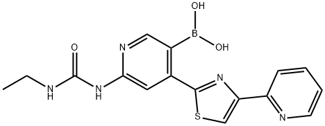 6-(3-ethylureido)-4-(4-(pyridin-2-yl)thiazol-2-yl)pyridin-3-ylboronic acid 结构式