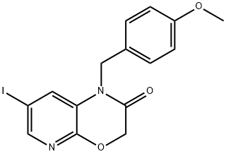 7-Iodo-1-(4-methoxybenzyl)-1H-pyrido-[2,3-b][1,4]oxazin-2(3H)-one 结构式