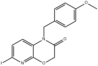 6-Iodo-1-(4-methoxybenzyl)-1H-pyrido-[2,3-b][1,4]oxazin-2(3H)-one 结构式