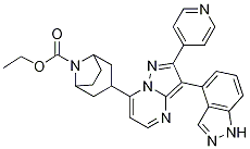 8-Azabicyclo[3.2.1]octane-8-carboxylic acid, 3-[3-(1H-indazol-4-yl)-2-(4-pyridinyl)pyrazolo[1,5-a]pyriMidin-7-yl]-, ethyl ester 结构式