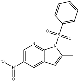 1H-Pyrrolo[2,3-b]pyridine, 2-iodo-5-nitro-1-(phenylsulfonyl)- 结构式