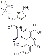 7-(2- (2-aminothiazol-4-yl)-2-(1-carboxy-1-methylethoxyimino)acetamido)-3-(3,4-dihydroxybenzoyloxy)methyl-3-cephem-4-carboxylic acid 结构式