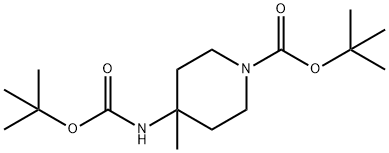 4-((叔丁氧基羰基)氨基)-4-甲基哌啶-1-羧酸叔丁酯 结构式