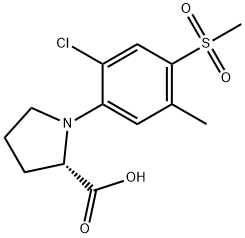 1-[2-CHLORO-5-METHYL-4-(METHYLSULFONYL)PHENYL]-PYRROLIDINE-2-CARBOXYLIC ACID 结构式