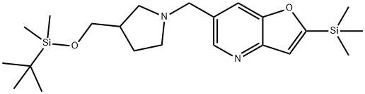 6-((3-(((叔丁基二甲基甲硅烷基)氧基)甲基)吡咯烷-1-基)甲基)-2-(三甲基甲硅烷基)呋喃[3,2-B]吡啶 结构式