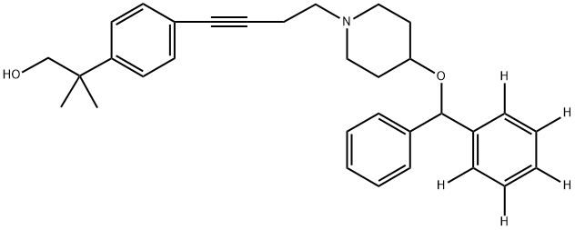 4-[4-(Diphenylmethoxy-d5)-1-piperidinyl]-1-[4-[(2-hydroxy-1,1-dimethyl)ethyl]phenyl]butyne 结构式