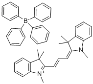 1,3,3-TRIMETHYL-2-[(E)-3-(1,3,3-TRIMETHYL-1,3-DIHYDRO-2H-INDOL-2-YLIDENE)-1-PROPENYL]-3H-INDOLIUM TETRAPHENYLBORATE 结构式