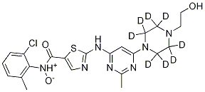 N-[2-Chloro-6-methylphenyl]-2-[[6-[4-(2-hydroxyethyl)-1-piperazinyl-d8]-2-methyl-4-pyrimidinyl]amino]-5-thiazolecarboxamide N-Oxide 结构式