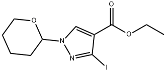 3-碘-1-(四氢-2H-吡喃-2-基)-1H-吡唑-4-羧酸乙酯 结构式