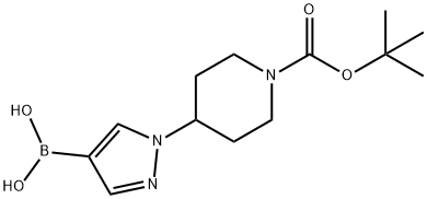 1-(1-叔丁氧羰基哌啶-4-基)吡唑-4-硼酸 结构式