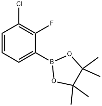 2-(3-氯-2-氟苯基)-4,4,5,5-四甲基-1,3,2-二噁硼烷 结构式