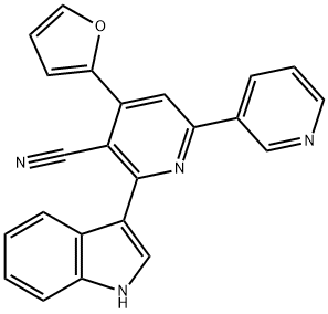 4-(2-furyl)-6-(1H-indol-3-yl)-2,3'-bipyridine-5-carbonitrile 结构式