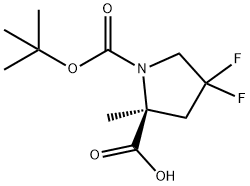 (2S)-1-Boc-4,4-difluoro-2-methylpyrrolidine-2-carboxylic acid 结构式