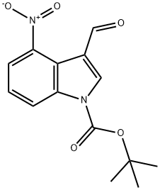 3-甲酰基-4-硝基-1H-吲哚-1-羧酸叔丁酯 结构式