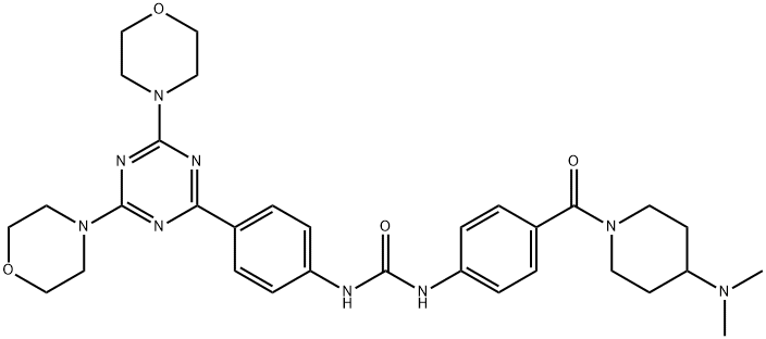N-[4-[[4-(二甲基氨基)-1-哌啶基]羰基]苯基]-N'-[4-[4,6-二(4-吗啉基)-1,3,5-三嗪-2-基]苯基]脲 结构式