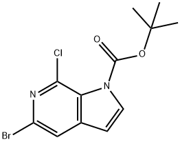 5-溴-7-氯-1H-吡咯并-[2,3-C]吡啶-1-羧酸叔丁酯 结构式