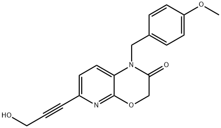 6-(3-Hydroxyprop-1-yn-1-yl)-1-(4-Methoxybenzyl)-1H-pyrido[2,3-b][1,4]oxazin-2(3H)-one 结构式