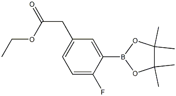 2-(4-氟-3-(4,4,5,5-四甲基-1,3,2-二氧硼杂环戊烷-2-基)苯)乙酸乙酯 结构式