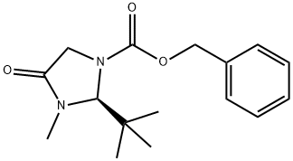 (S)-(-)-1-(苄氧基羰基)-2-叔丁基-3-甲基-4-咪唑烷酮 结构式