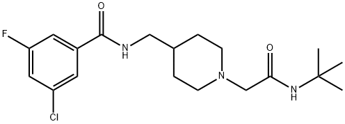N-((1-(2-(叔丁基氨基)-2-氧代乙基)哌啶-4-基)甲基)-3-氯-5-氟苯甲酰胺 结构式