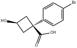 (1S,3S)-1-(4-溴苯基)-3-羟基环丁烷-1-羧酸 结构式