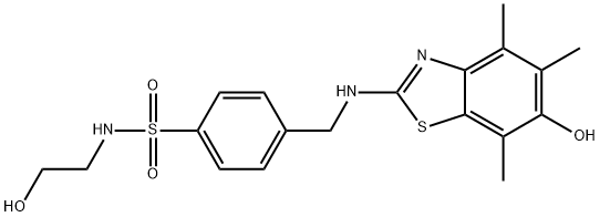 Benzenesulfonamide,  N-(2-hydroxyethyl)-4-[[(6-hydroxy-4,5,7-trimethyl-2-benzothiazolyl)amino]methyl]- 结构式