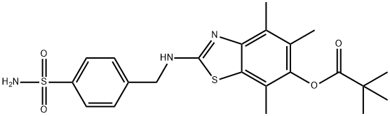 Propanoic  acid,  2,2-dimethyl-,  2-[[[4-(aminosulfonyl)phenyl]methyl]amino]-4,5,7-trimethyl-6-benzothiazolyl  ester 结构式