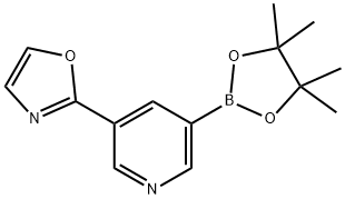 2-(5-(4,4,5,5-四甲基-1,3,2-二氧杂环戊硼烷-2-基)吡啶-3-基)恶唑 结构式