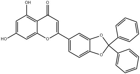 7-Dihydroxy-2-(2,2-diphenyl-1,3-benzodioxol-5-yl)-5-4H-1-benzopyran-4-one 结构式