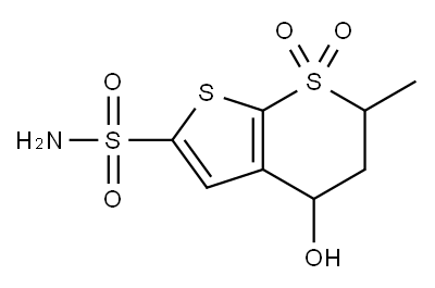 5,6-二氢-4-羟基-6-甲基-4H-噻吩并[2,3-b]噻喃-2-磺酰胺 7,7-二氧化物 结构式