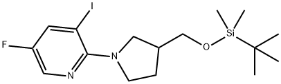 2-(3-((tert-Butyldimethylsilyloxy)methyl)-pyrrolidin-1-yl)-5-fluoro-3-iodopyridine 结构式