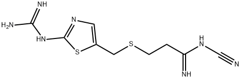 N-cyano-3-((2-guanidino-5-thiazolyl)methylthio)propionamidine 结构式