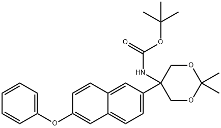 tert-butyl 2,2-diMethyl-5-(6-phenoxynaphthalen-2-yl)-1,3-dioxan-5-ylcarbaMate 结构式
