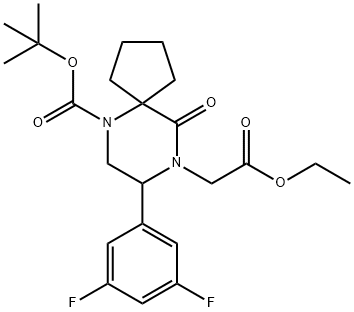 8-(3,5-二氟苯基)-9-(2-乙氧基-2-氧代乙基)-10-氧代-6,9-二氮杂螺[4.5]癸 结构式