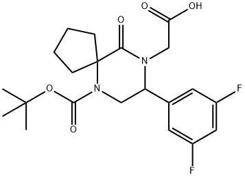 (R)-2-(8-(3,5-二氟苯基)-6-(乙氧基羰基)-10-氧代-6,9-二氮杂螺[4.5]癸 结构式