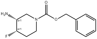 (3R,4S)-REL-3-氨基-4-氟-1-哌啶羧酸苯甲酯 结构式