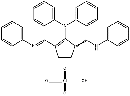 N-苯基-N-[5-[(苯基氨基)亚甲基]-2-[(苯基亚氨基)甲基]-1-环戊烯-1-基]苯胺高氯酸盐 结构式