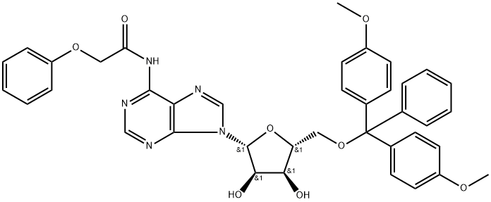 5'-O-[二(4-甲氧基苯基)苯基甲基]-N-(苯氧基乙酰基)腺苷 结构式