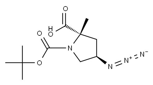 (2S-trans)-4-Azido-1,2-pyrrolidinedicarboxylic Acid 1-(1,1-DiMethylethyl) 2-Methyl Ester 结构式