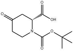 (R)-(+)-1-BOC-4-哌啶酮-2-甲酸 结构式
