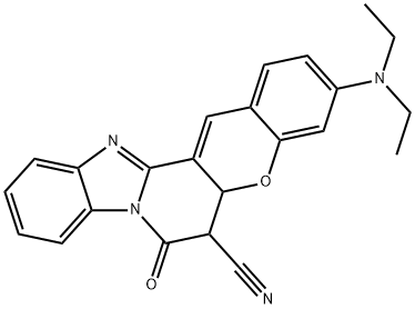 3-(Diethylamino)-5a,6-dihydro-7-oxo-7H-[1]benzopyrano[3',2':3,4]pyrido[1,2-a]benzimidazole-6-carbonitrile 结构式