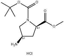 (2R,4R)-1-叔丁氧羰基-4-氨基吡咯烷2-甲酸甲酯盐酸盐 结构式